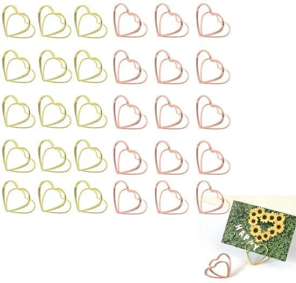 Porte-cartes de table en acier inoxydable rose, lot de 30 pièces - Ø 3cm