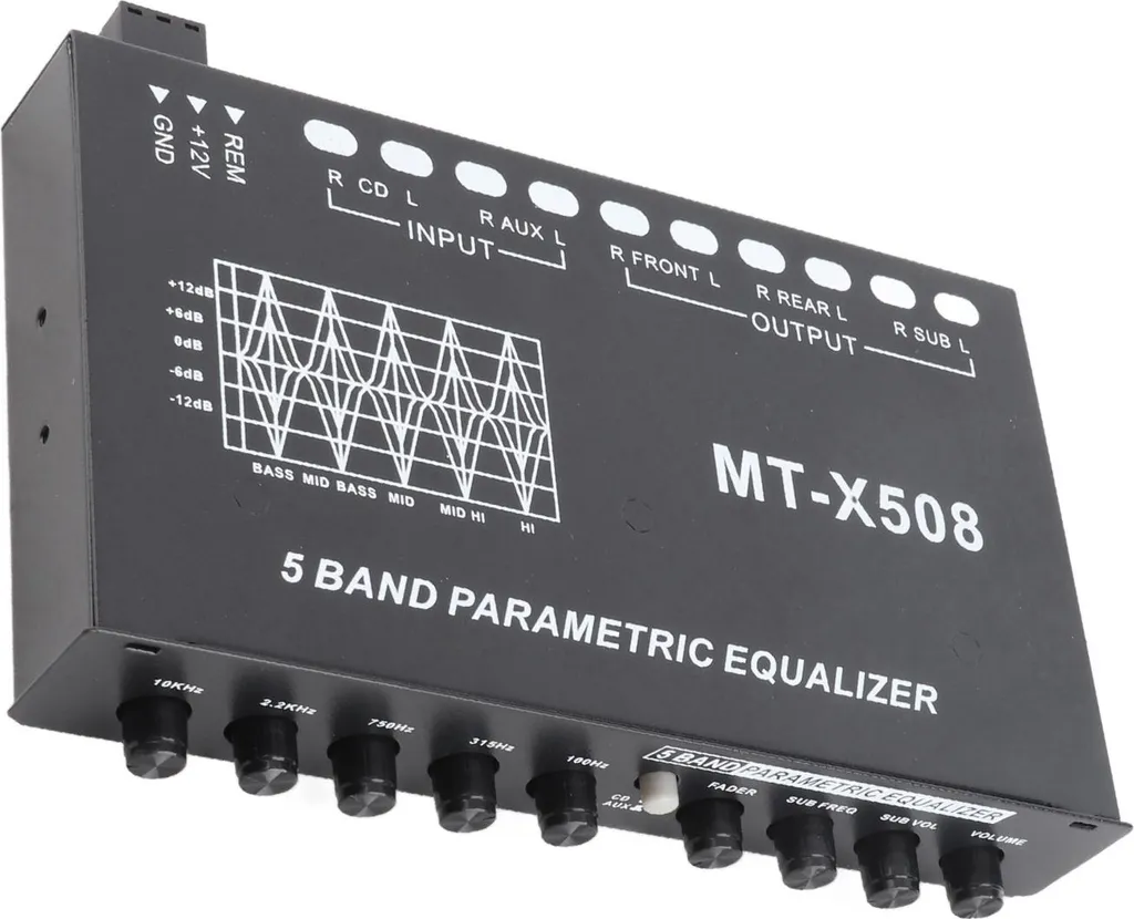 Égaliseur audio pour voiture 5 bandes avec amplificateur crossover intégré