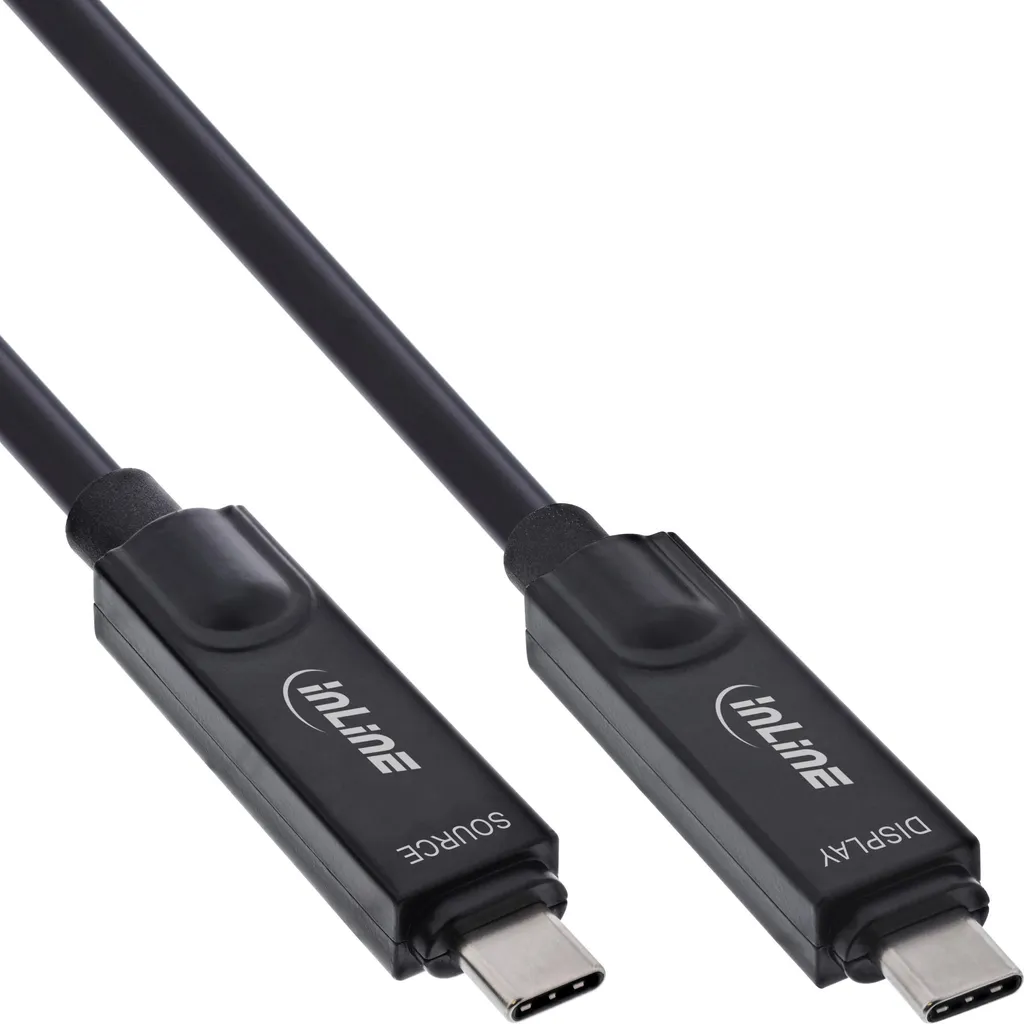 Câble USB-C 8K60Hz InLine USB 3.2 Gen.2 AOC 60W Transfert 10Gbps 3m