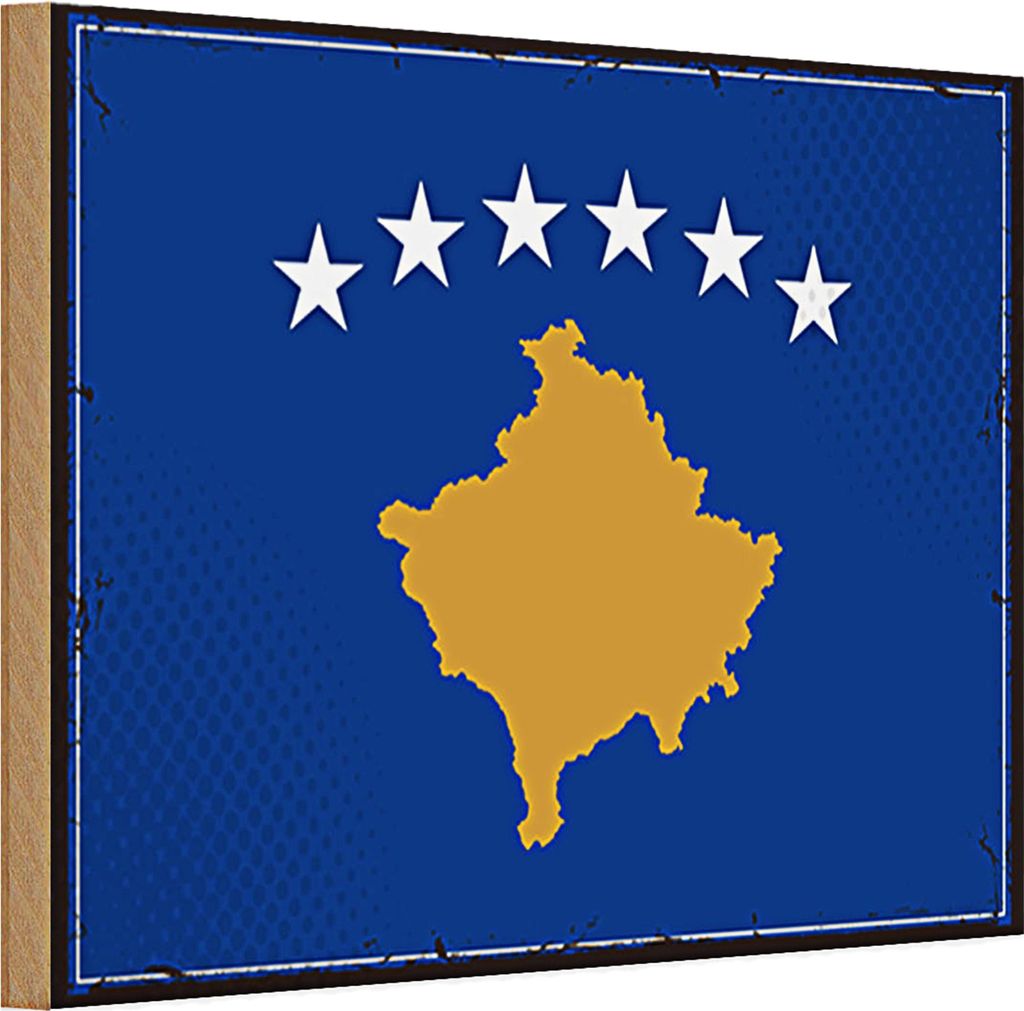 Holzschild Flagge Kosovo 30x20cm Retro Flag of Kosovo