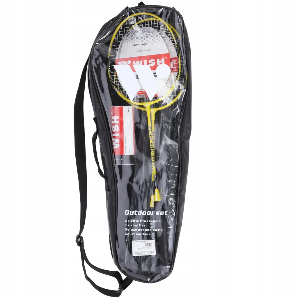Badminton WISH Alumtec 4466 Jaune : Set de 2 Raquettes Performance