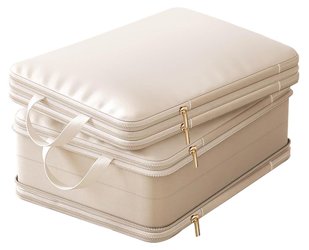 Kompressions-Kleidersack mit Reißverschluss, platzsparender Kleiderorganizer aus Satin, selbstkomprimierender Aufbewahrungssack für Bettdecken, D...