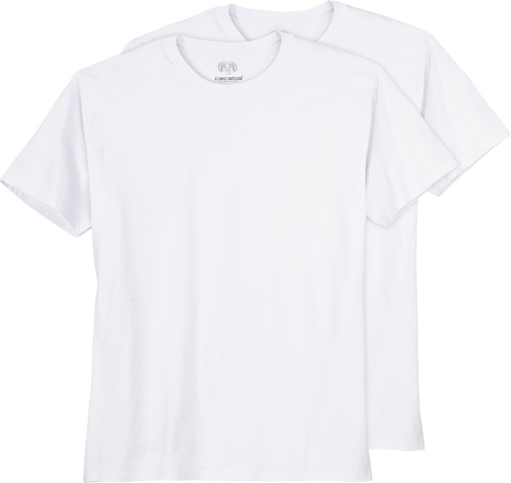 Ceceba Übergrößen T-Shirt 2er-Pack weiß Rundhals