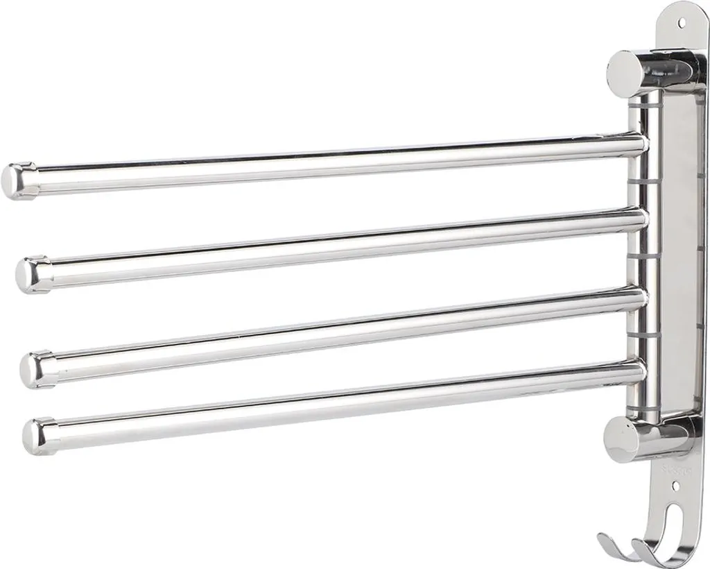 Porte-serviette de salle de bain mural pivotant inox 4 branches Gris