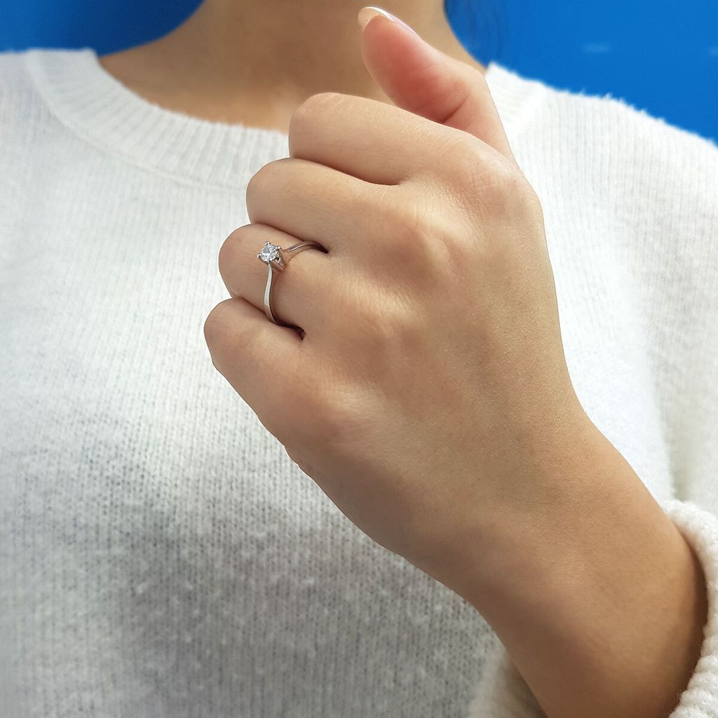0,19 Carat Diamant Solitär Antragsring 14 Karat Weißgold