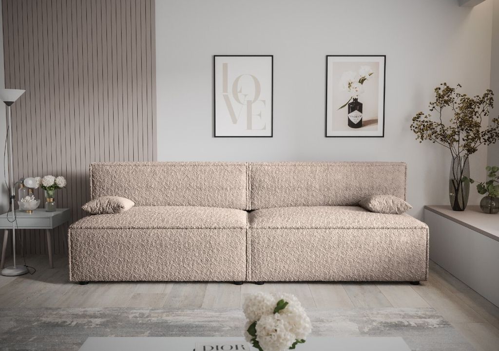 Roe Furniture | Schlafsofa - MIRA X2 - 262 cm - Beige - mit Schlaffunktion und Bettkasten - Sofa - Sofabett