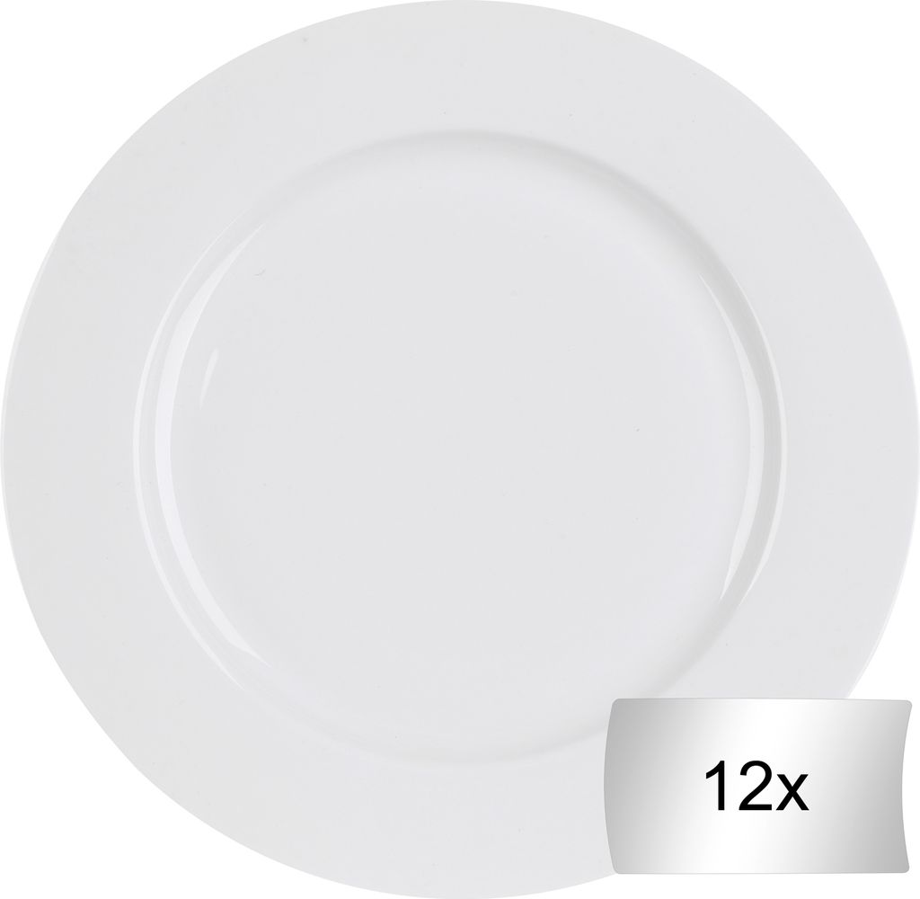 Speiseteller - Weiß - Ø 26,5 cm - Bone China - 12er Set