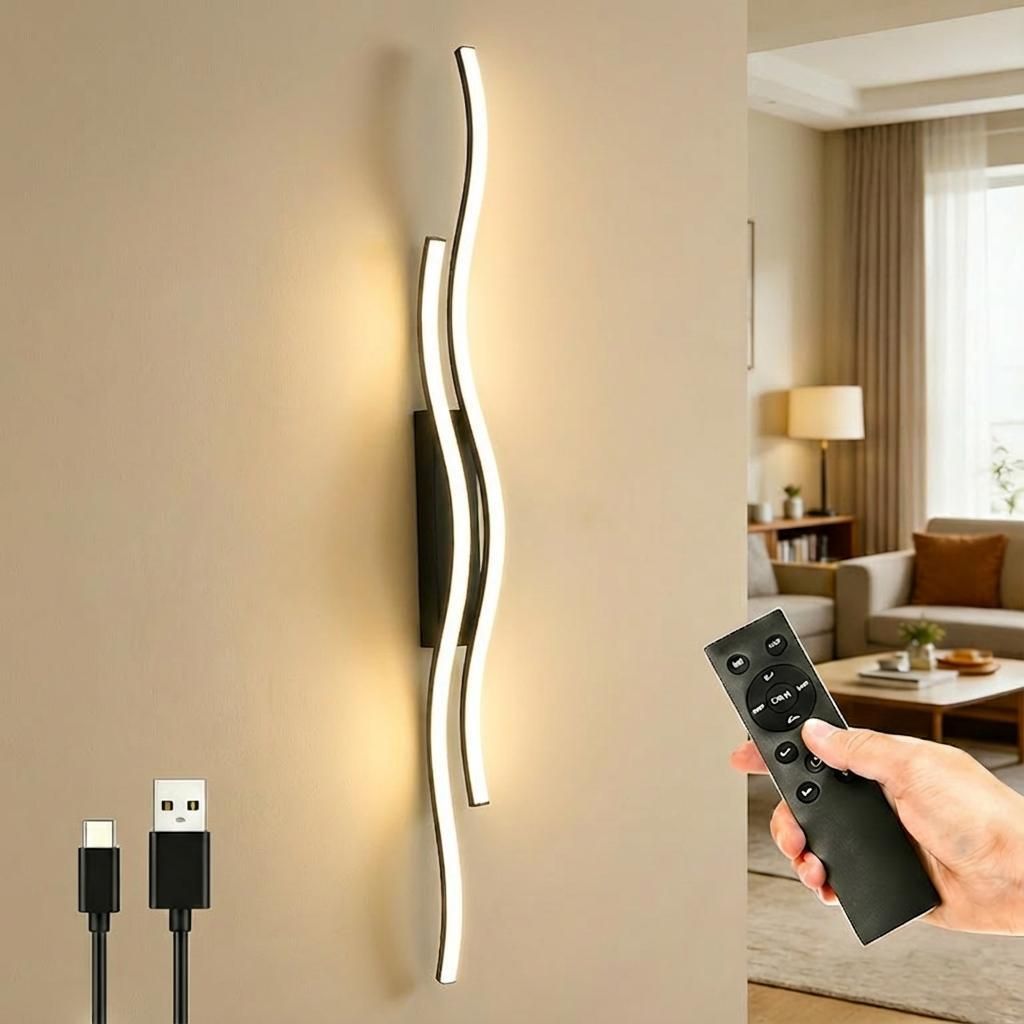 Akumulatorowa lampa ścienna wewnętrzna, czarna, 10000 mAh, Zdjęcie produktu 