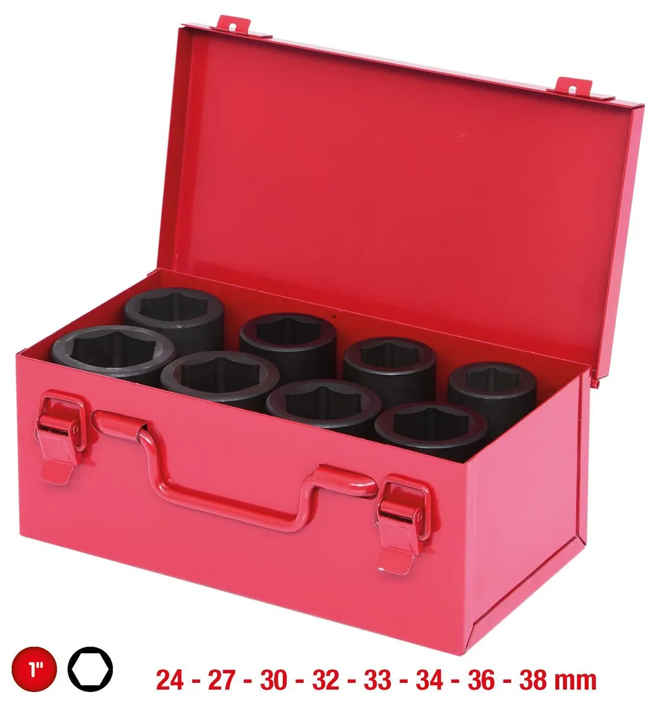 KS Tools Jeu de douilles de force 1" longues hexagonales 8 pièces 515.1000