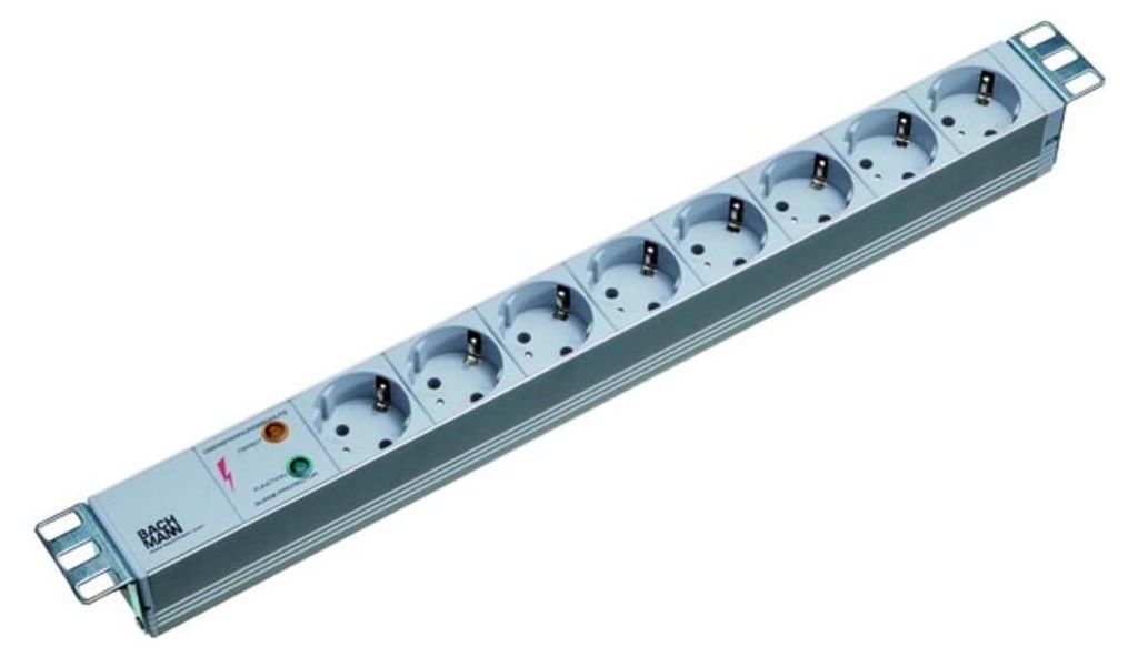 BACHMANN 19" Steckdosenleiste 8-fach mit ÜS ohne Schalter Produktbild 