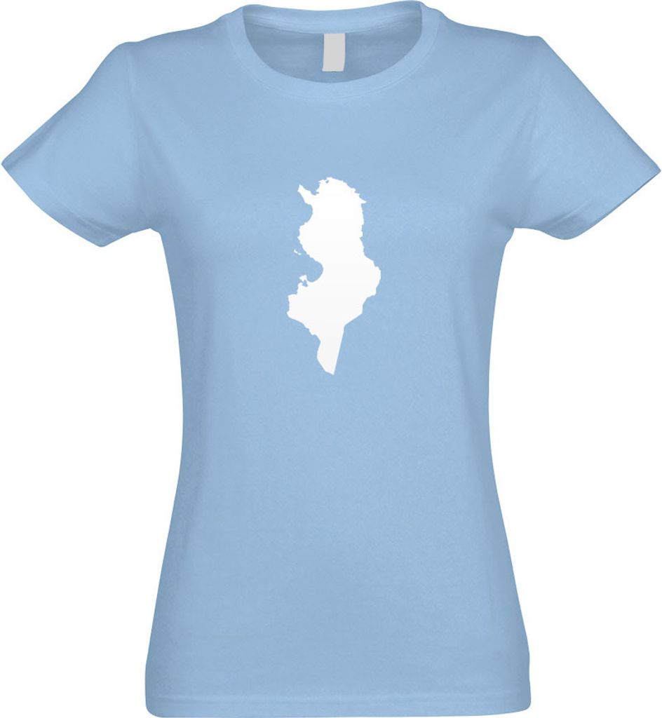 Kiwistar - T-Shirt tailliert - Damen - himmelblau - Tunesien Umriss Kontur - mit Motiv Bedruckt - Funshirt Design - Sport - Freizeit - Damen - S