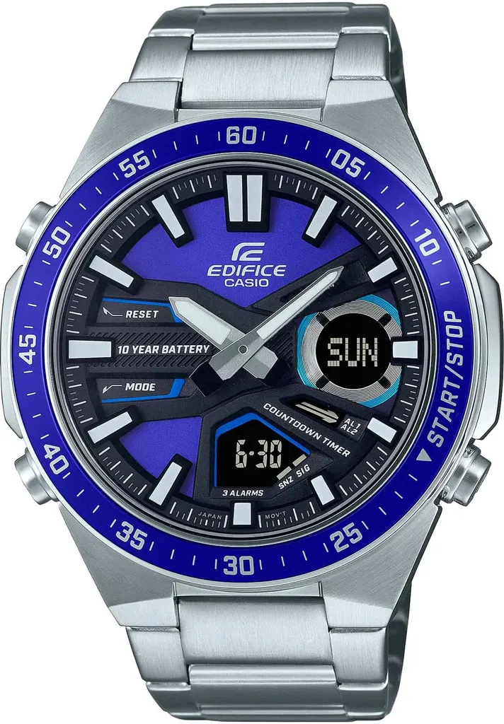 Casio Edifice EFV-C110D-2AVEF Argento Blu - Analogico Digitale 10 Anni