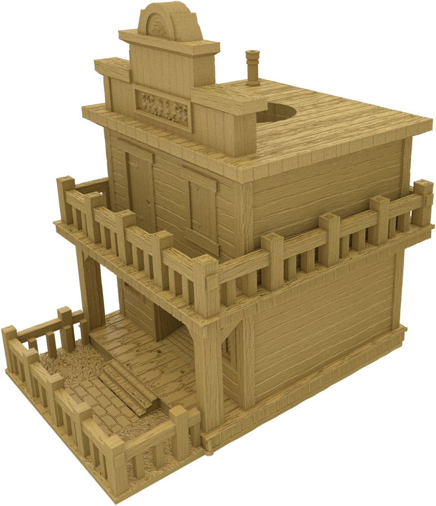 Fates End Würfelturm Ghost Town gold 3D gedruckt, abnehmbares Dach