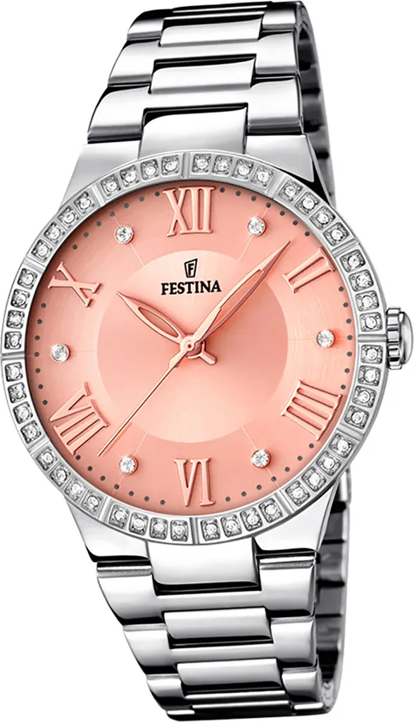 Montre Festina F16719/3 anti-rayures en acier argenté pour femme