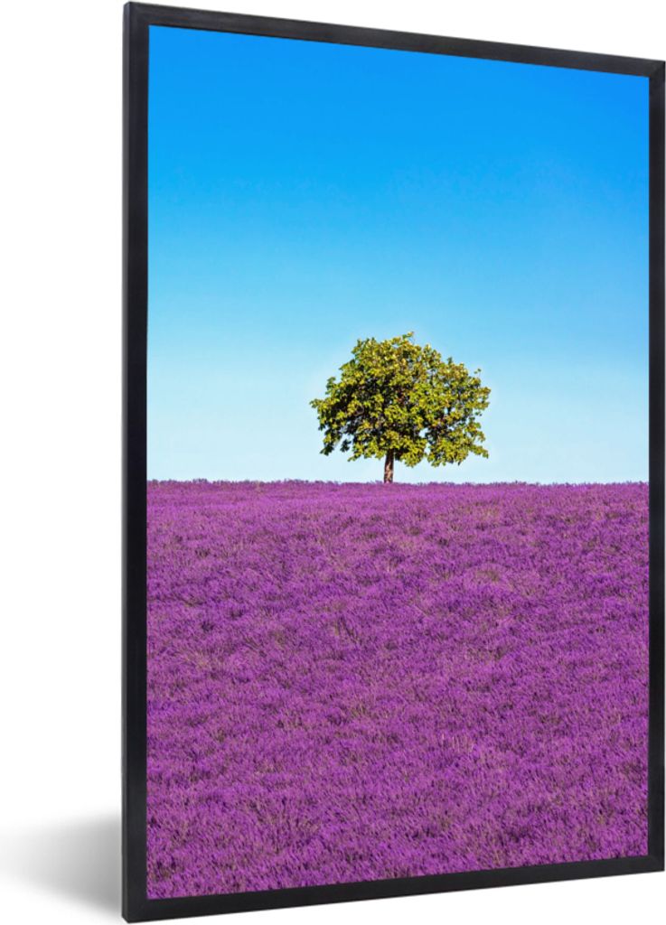 MuchoWow Gerahmtes Poster Baum - Lila - Himmel - Lavendel 40x60 cm - Poster mit Schwarzem Bilderrahmen Wandposter Rahmen Foto Bilder - Papierdruc...