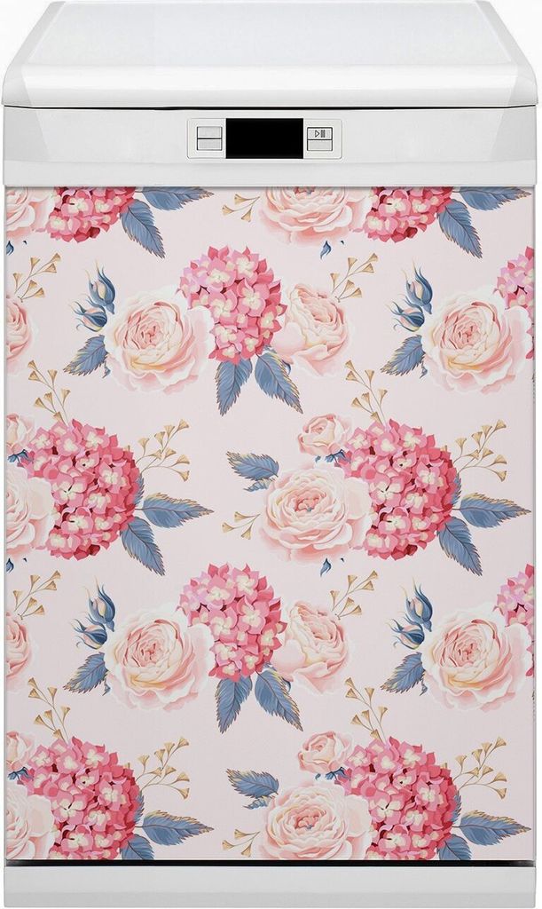 Geschirrspüle Magnet für Spülmaschine Magnetmatte Küche Magnete Dekorative 45x80 cm - Hortensien
