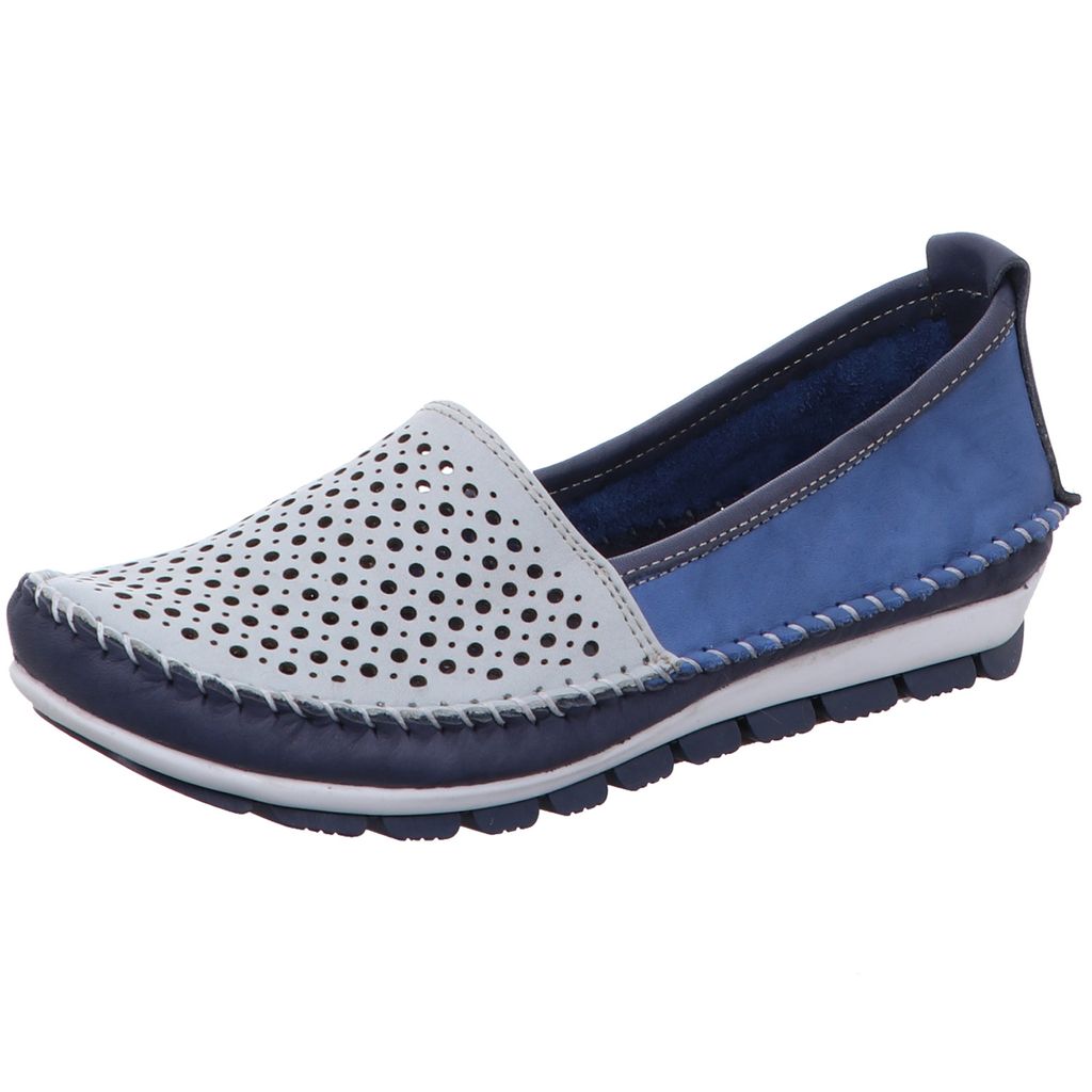 Gemini Damen Leder Ballerinas Mokassins 382013-01, Größe:39 EU, Farbe:Blau