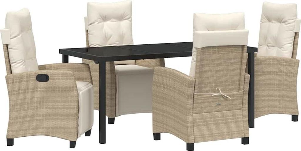 Garten Essgruppe mit Kissen 5 pcs Beige Poly-Rattan