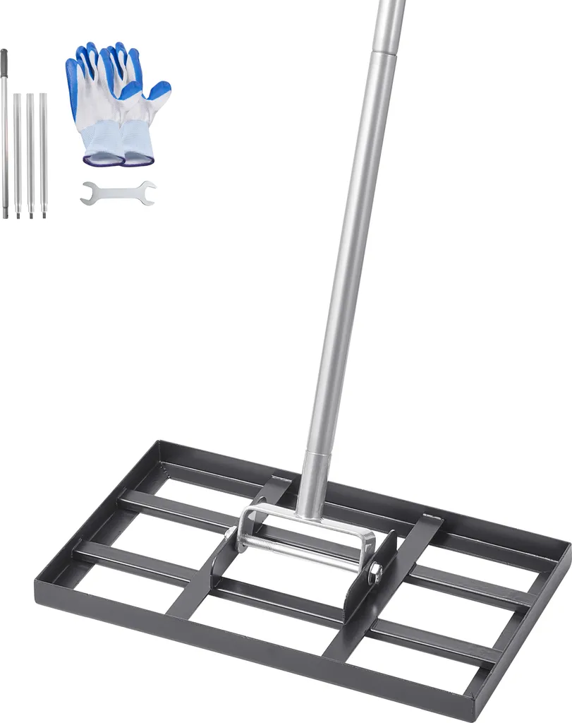 Rastrello Livellatore VEVOR 431x254mm | Acciaio Inox e Manico Regolabile