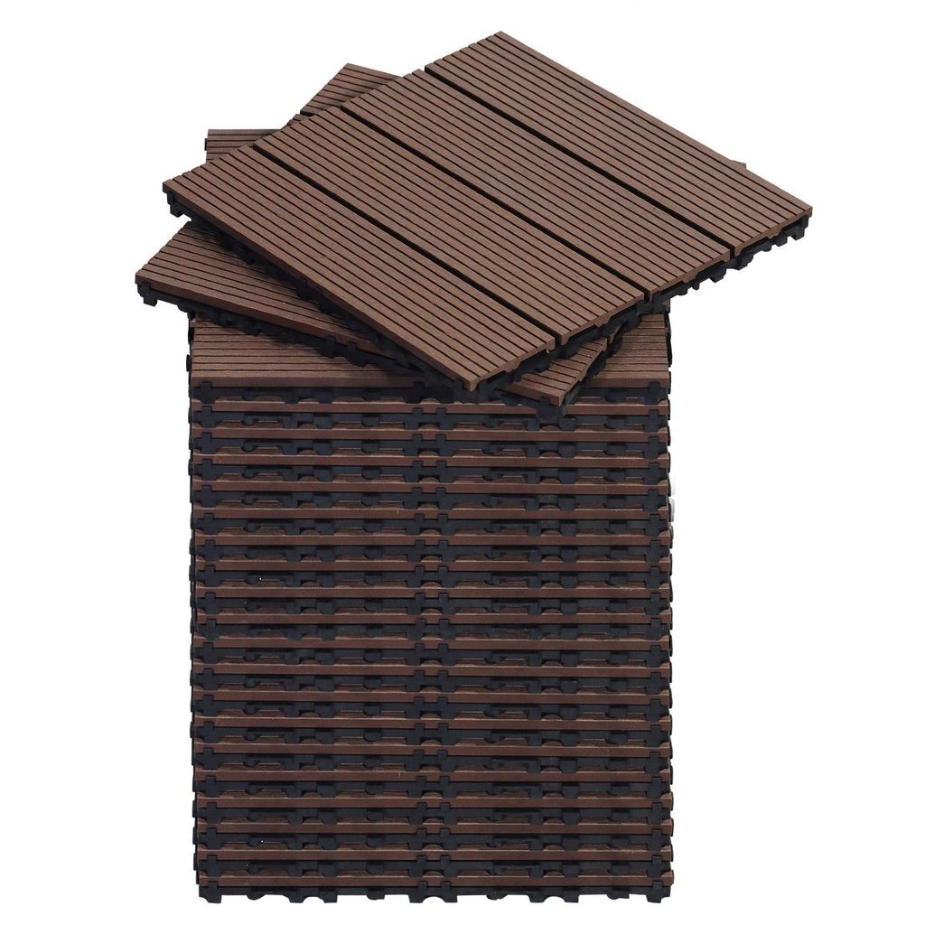 CCLIFE WPC Terrassendielen, Balkon Boden, Terrassenfliesen, Klickfliesen Terrasse, 30x30 cm, Wasserdicht Rutschfest, Braun,CushHom
