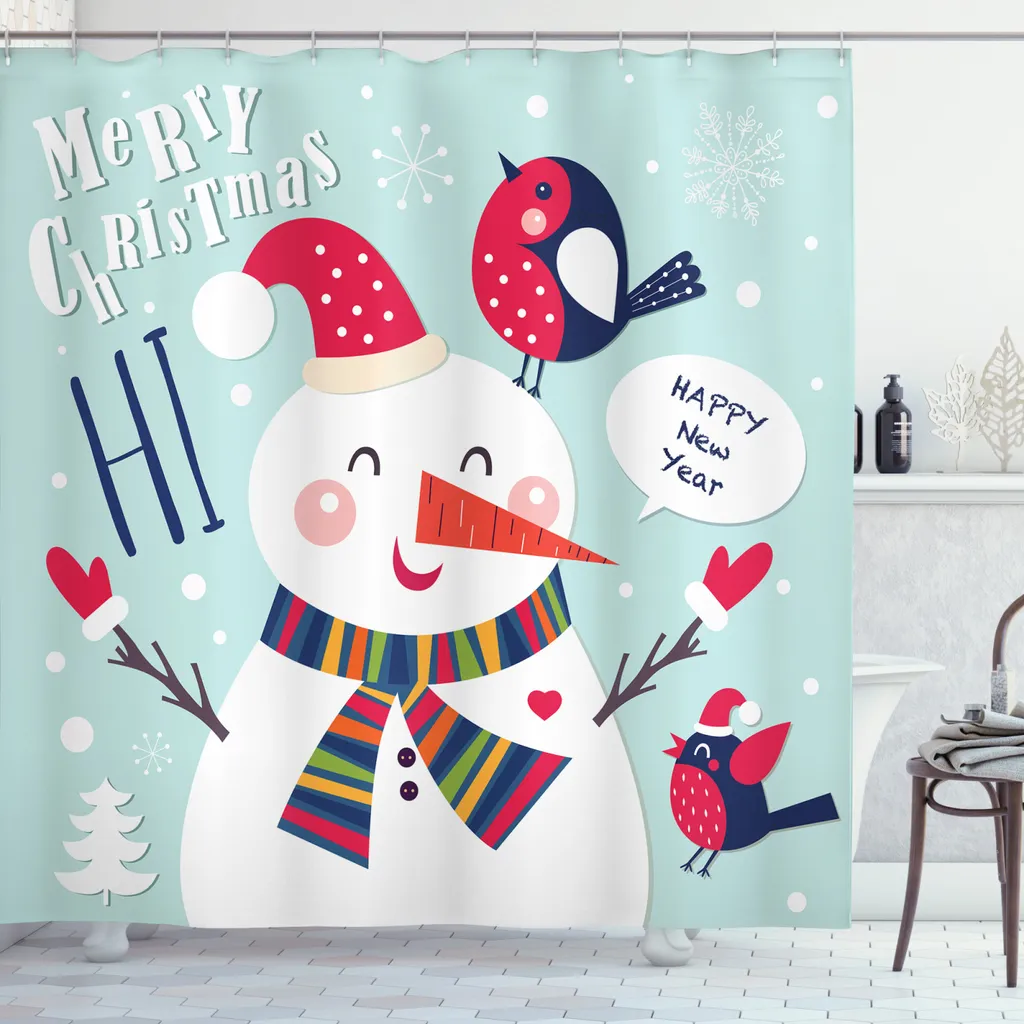 Tenda Doccia Antimuffa Natalizia 175x200 cm - ABAKUHAUS Marrone