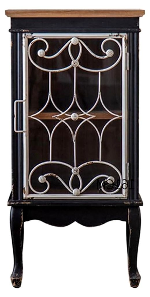 Schwarzes Sideboard im Retro-Stil, Küchen-Sideboard und Aufbewahrungsschrank (50 x 36 x 100 cm)