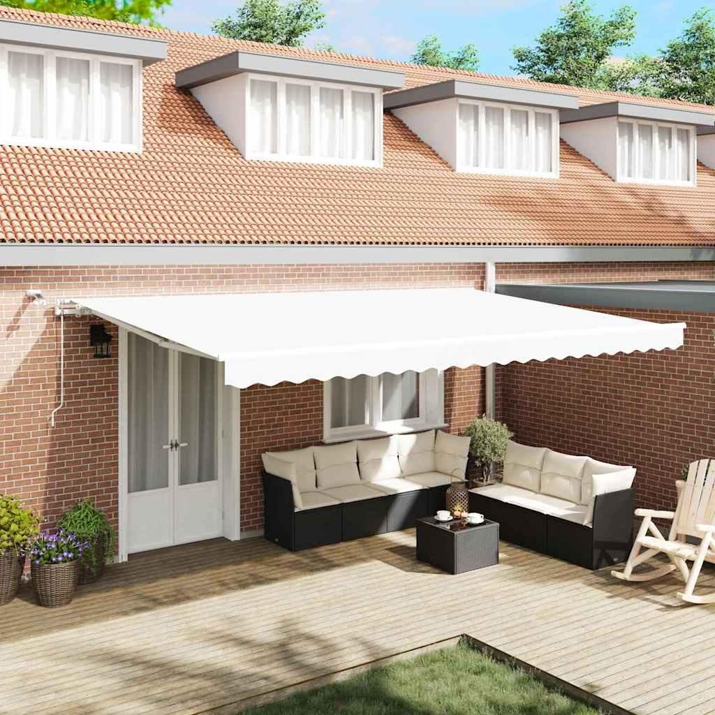 Möbel Einziehbare Markise Weiß 500 × 350 cm Stoff und Metall - Markisen 3331536