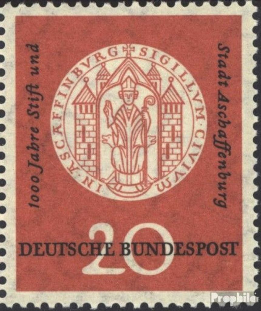 Briefmarken BRD (BR.Deutschland) 1957 Mi 255II (kompl.Ausg.), fehlende Steinfuge (Feld 32) postfrisch Aschaffenburg