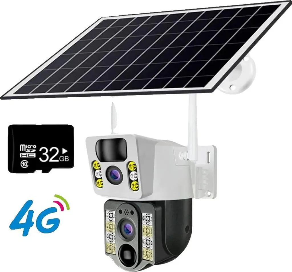 Caméra de surveillance 4G extérieure solaire motorisée à double optique