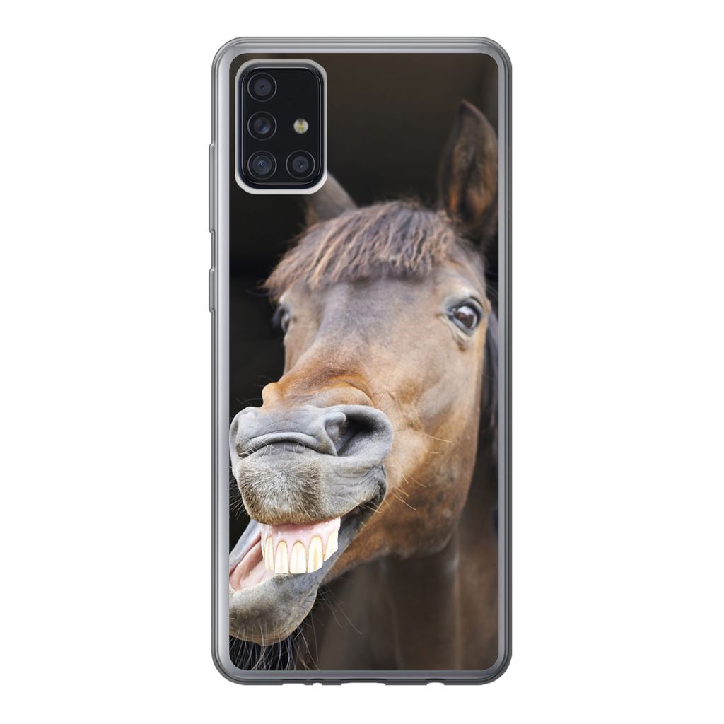 MuchoWow Handyhülle Schutzhülle Hülle für Samsung Galaxy A52 5G Pferd - Lustig - Stall - Kinder - Jungen - Mädchen - Kinder Silikon Softcase...