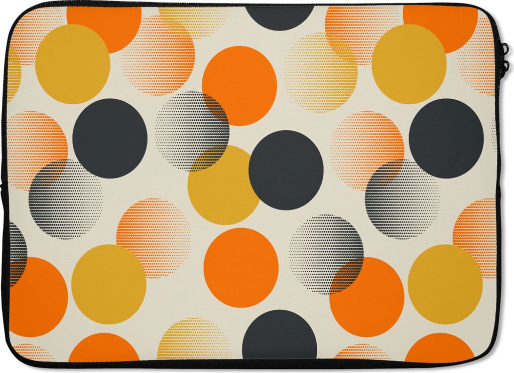 MuchoWow Laptop Hülle 14 ZollTupfen - Design - Retro - Orange Laptoptasche - Laptoptasche - Stoßsicher - Schutzhaube