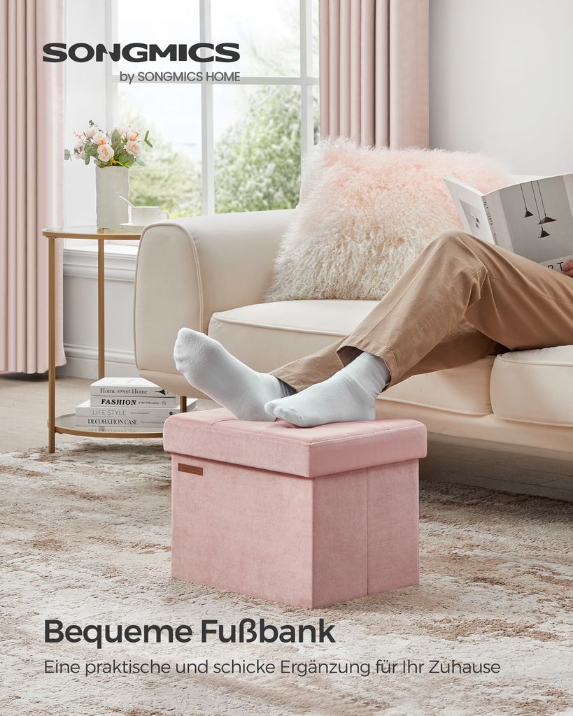 SONGMICS Sitzbank mit Stauraum, klappbare Sitztruhe, Produktbild 