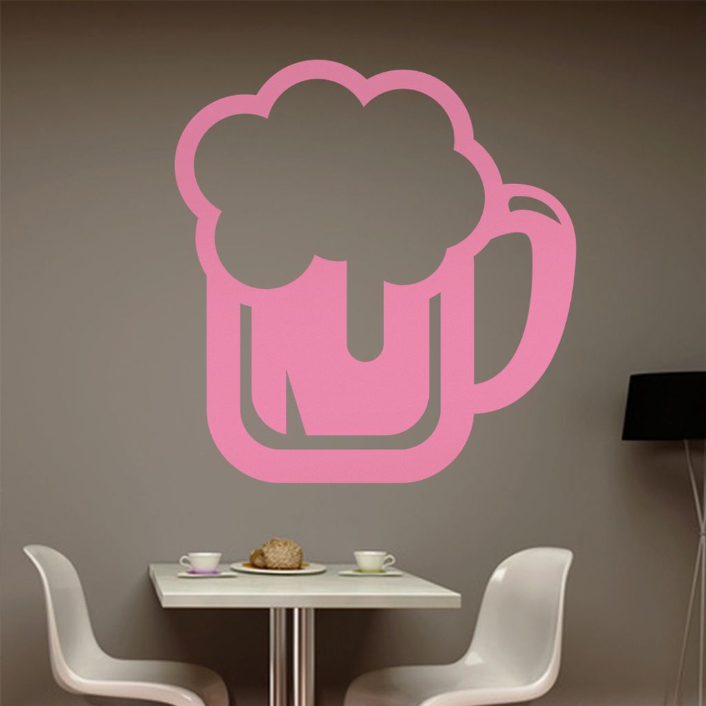 Bierkrug Bierfass trinken Glas Wandtattoo Wandaufkleber Wall Sticker - Dekoration, Küche, Wohnzimmer, Schlafzimmer, Badezimmer