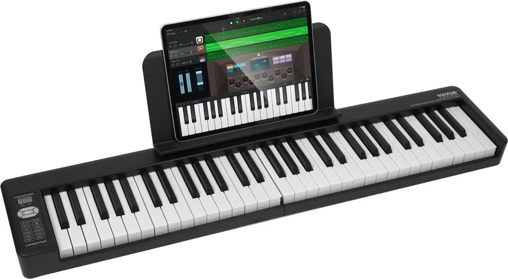 Piano pliable Bluetooth MIDI 61 touches noir nomade avec batterie USB