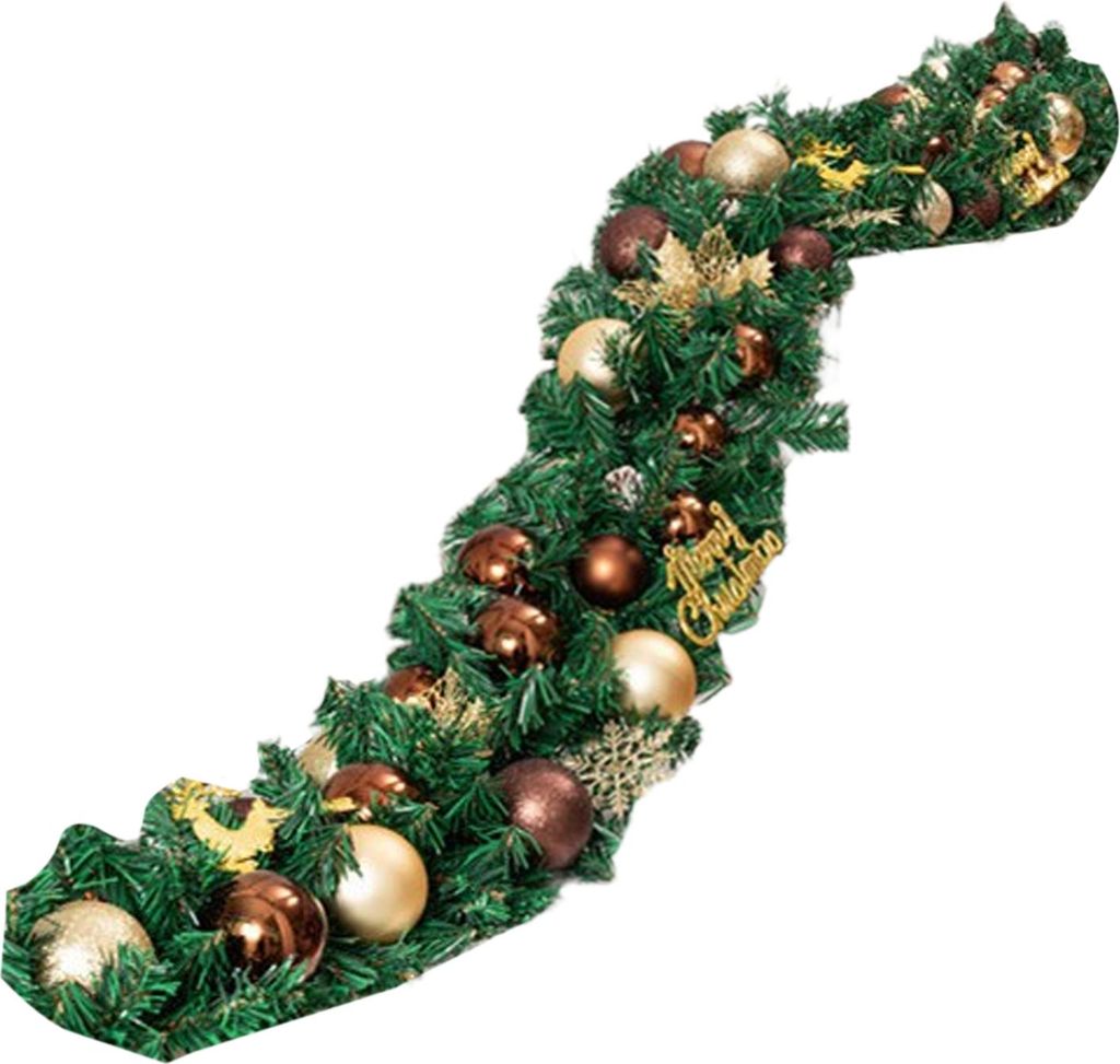 Weihnachtsgirlande aus Norfolk-Kiefer, Girlande aus künstlichem Kieferngrün mit Tannenzapfen, Glitzerkugeln, roten Beeren für Kaminsims, Treppe,...