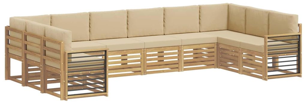 vidaXL Ecksofa Set 10 pcs Weiß und Beige 363 x 187,5 x 73 cm Polyester