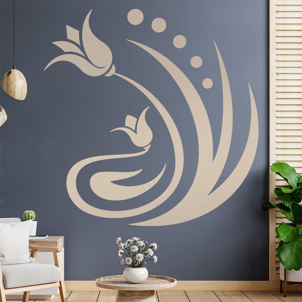 Blume - Linien Punkte Wandtattoo in 6 Größen - Wandaufkleber Wall Sticker - Dekoration, Küche, Wohnzimmer, Schlafzimmer, Badezimmer