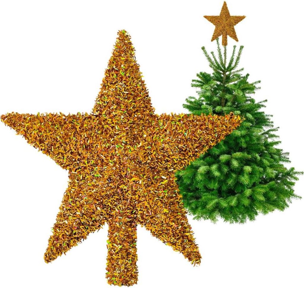 Christbaumspitze - Goldstern mit 3D-Igel-Effekt 20 cm