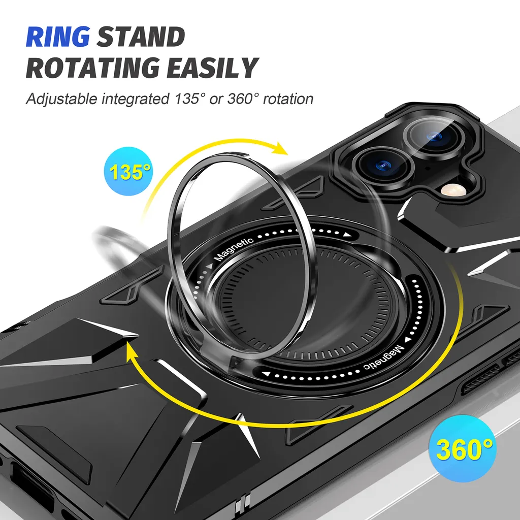 Cover Antiurto iPhone 16 Plus MagSafe Dual Layer con Ring Stand - 8