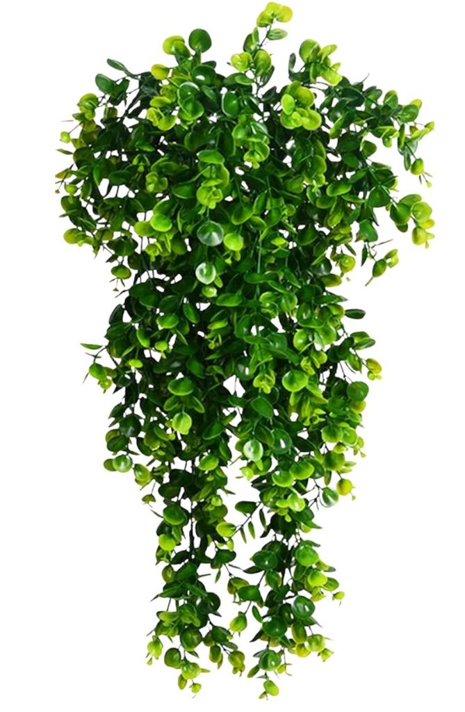 Künstliche Blumen, grüne Eukalyptusblüten, hängende Produktbild 