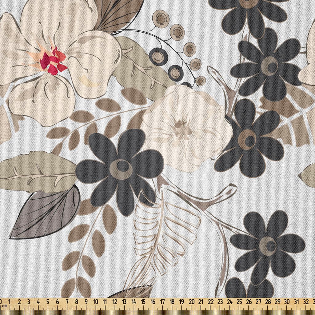 ABAKUHAUS Blumen Microfaser Stoff als Meterware , Abstrakter exotischer Blüten-tropische Blumenblätter-stilvoller Duft-Essenz-Druck, 1 M (230 x 1...