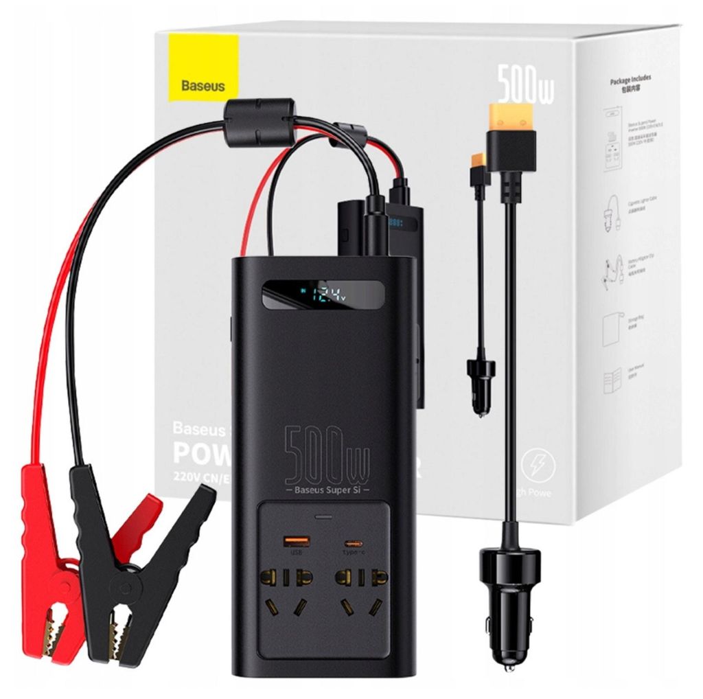Baseus měnič proudu do auta 150W 12V / 500W 220V černý Obrázek produktu 