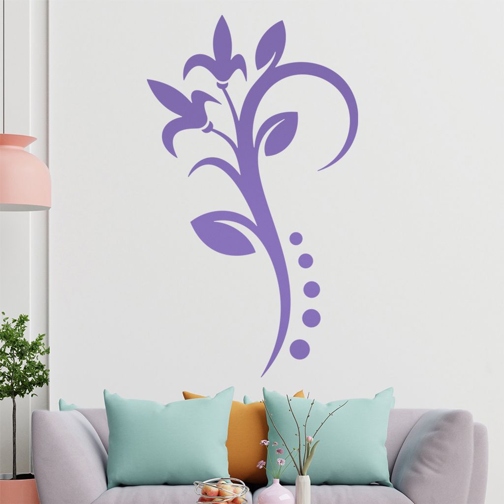 Blume - Linien Punkte Wandtattoo in 6 Größen - Wandaufkleber Wall Sticker - Dekoration, Küche, Wohnzimmer, Schlafzimmer, Badezimmer