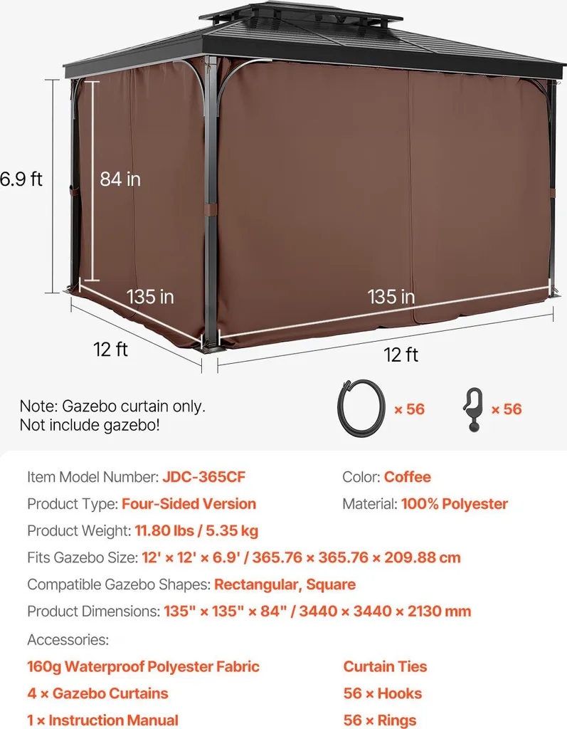Rideau Anti-Regard Pavillon 12x12ft Café : Solution Intimité - 7
