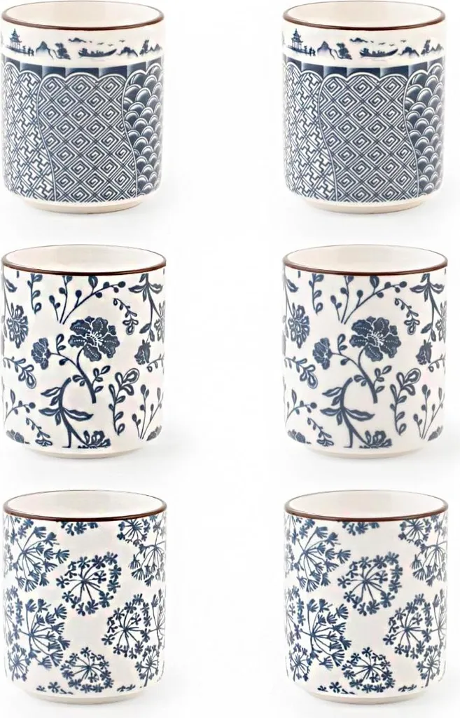 H&H Set de 6 Verres à Pied Dégustation en Porcelaine Design CM6xH7