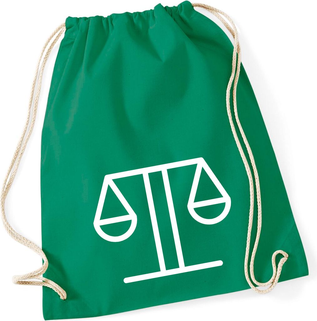 Huuraa Turnbeutel Waage Sternzeichen Symbol 12 Liter Kelly Green Baumwolle Rucksack Geschenkidee