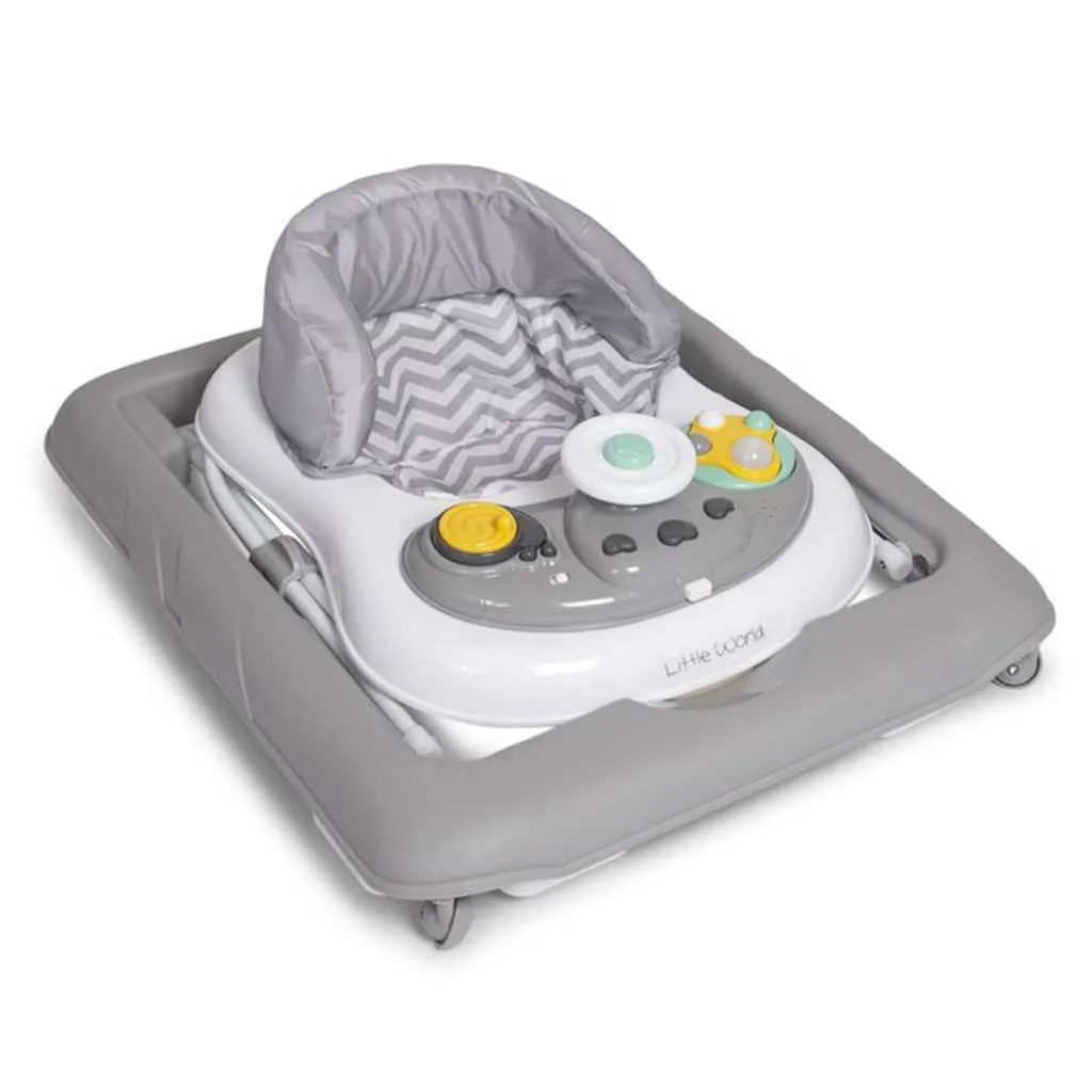 Trotteur Pluto Gris Little World : Aide à la marche stable pour bébé