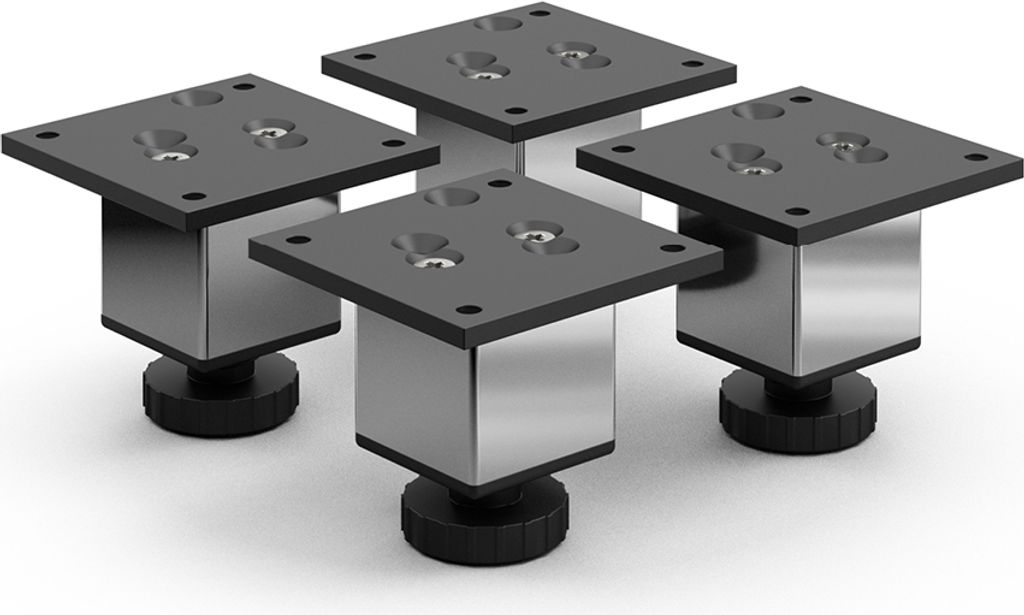 4er Set sossai Höhenverstellbare Aluminium Möbelfüße 60mm in Chrom Schrankfüße Sockelfüße