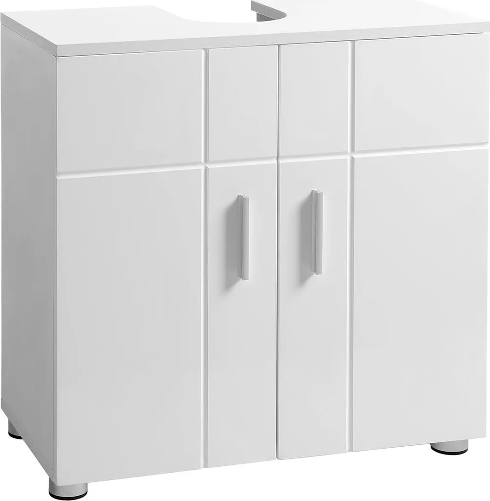 Meuble de rangement sous vasque blanc avec deux portes pour salle d'eau
