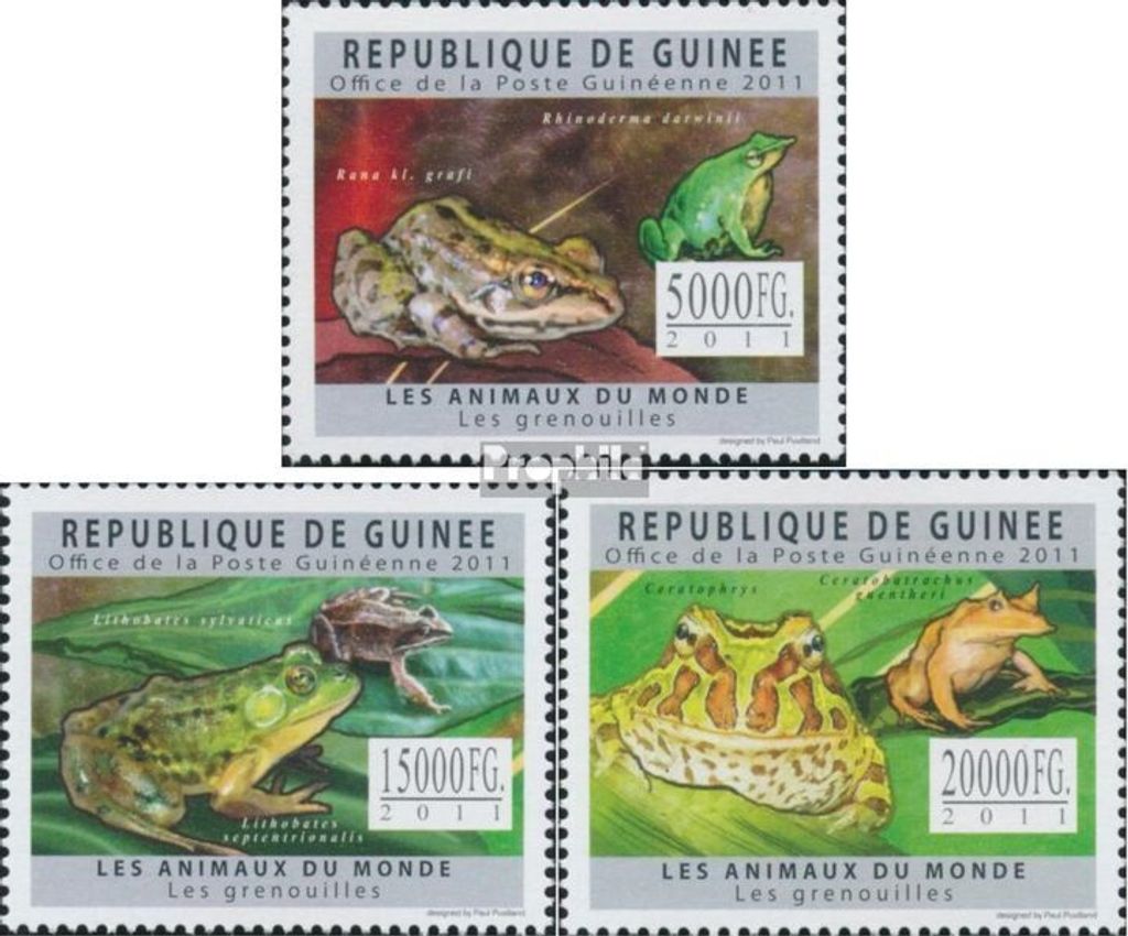 Briefmarken Guinea 2011 Mi 8870-8872 (kompl. Ausgabe) postfrisch Frösche